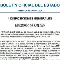 Condiciones para la salida de menores de 14 años a partir de las 9 horas del 26 de abril