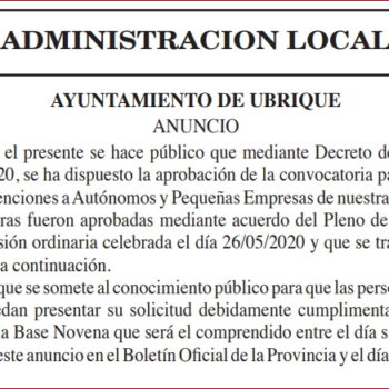 El Ayuntamiento convoca subvenciones para autónomos y pequeñas empresas afectados por la crisis derivada de la pandemia