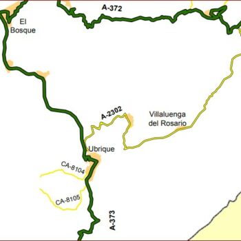 El acceso a Villaluenga, solo desde Ubrique del 26 de octubre al 27 de noviembre por corte de la CA-2302 en el kilómetro 8 por obras