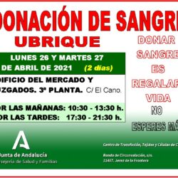 Donación de sangre el 26 y el 27 de abril