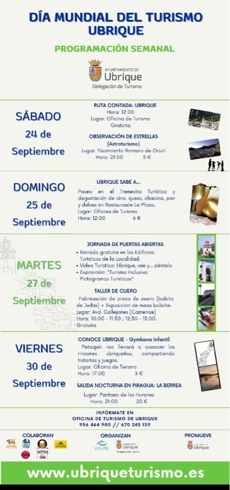 Cartel de las actividades con motivo del Día Internacional del Turismo.