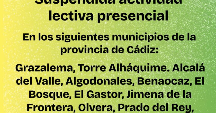 Suspendida la actividad presencial en los centros educativos el viernes 13 de febrero
