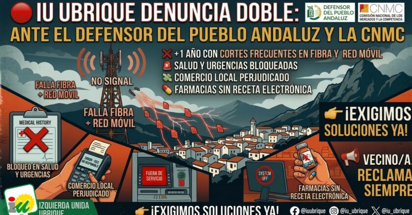 IU denuncia el «apagón digital» sufrido en Ubrique