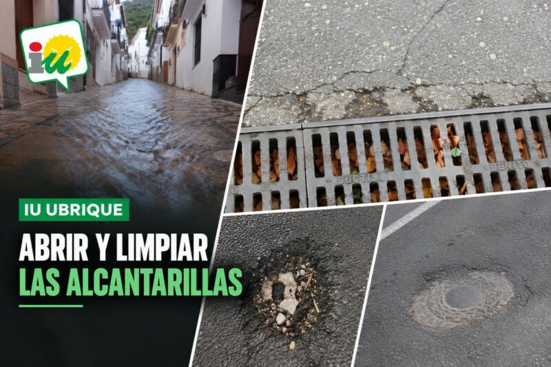 Cartel de IU sobre las alcantarillas.