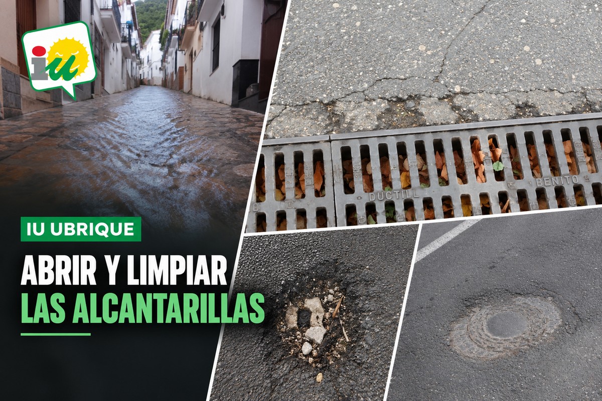 IU pide la apertura, inspección y limpieza de las alcantarillas tapadas tras el asfaltado