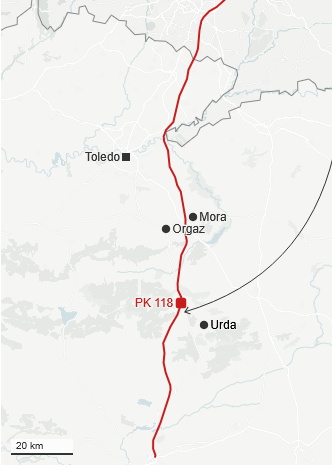 Trazado de la vía donde se produjo el accidente.